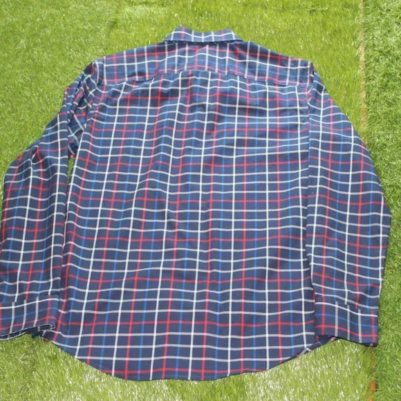 Old Navy Men's Small Slim Fit Dress Shirt - Blue Plaid - Picture 4 of 12